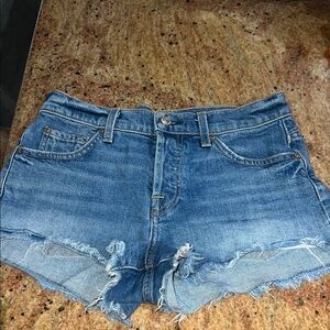 7 For All Mankind Distressed Blue Jean Shorts